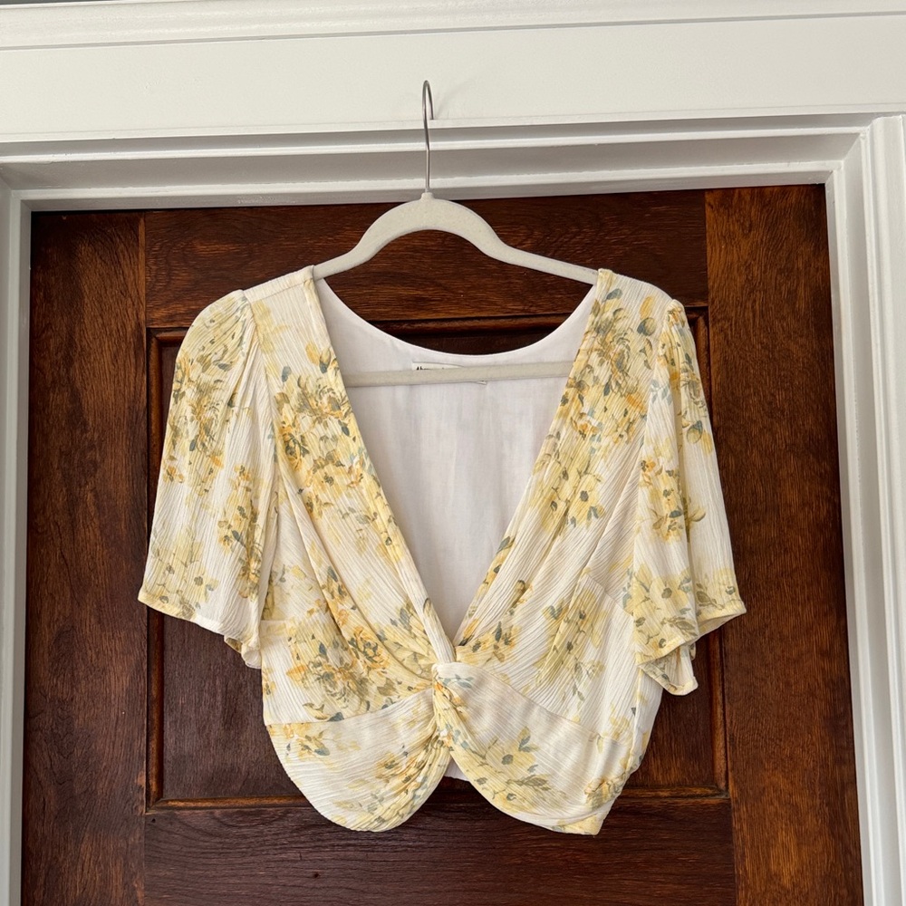 Abercrombie & Fitch Cropped Yellow Floral Blouse